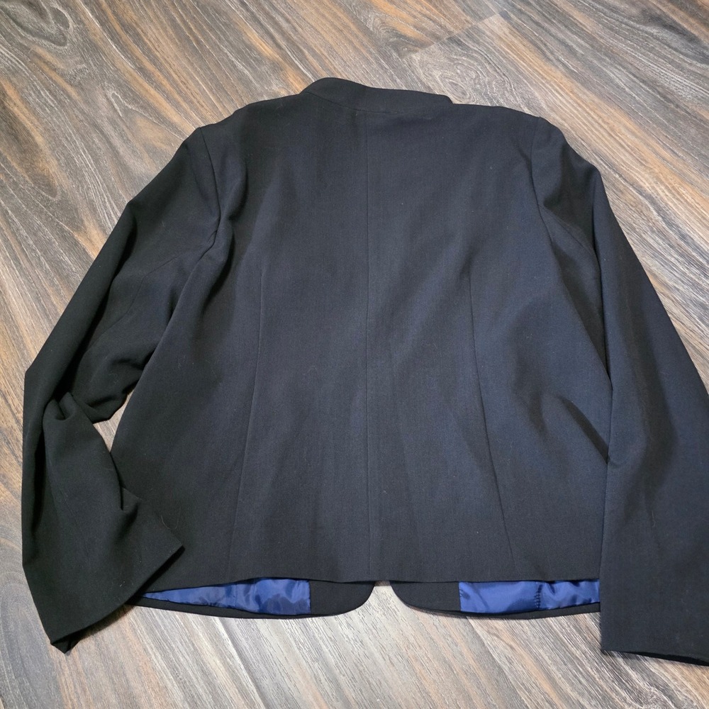American Eagle Womens XL Black Collarless Single Button Blazer Jacket Stretch - Picture 4 of 10